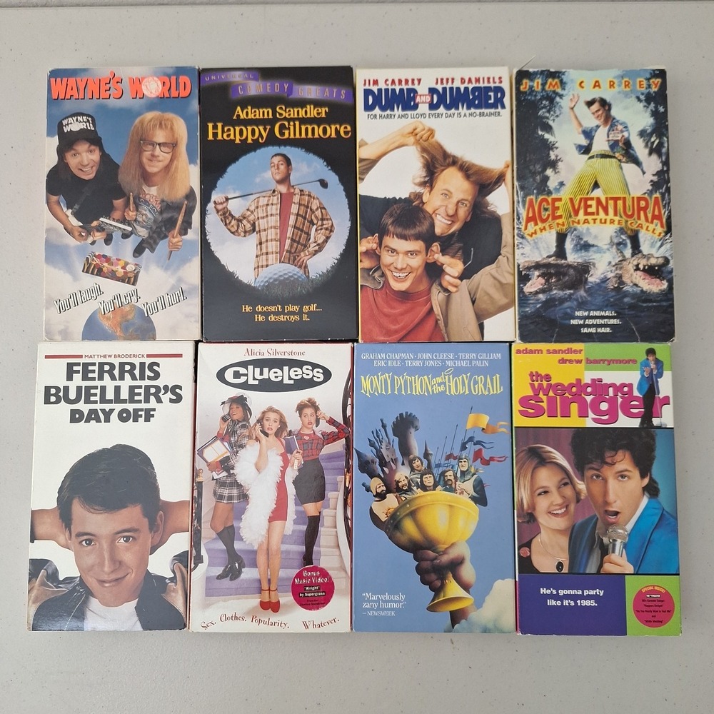VHS Lot Of 8 Comedy Cult Classics Pop Culture 1990s